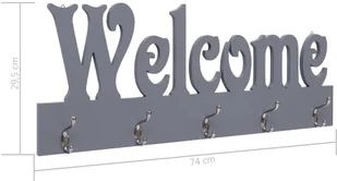 vidaXL Wieszak ścienny na płaszcze WELCOME, szary, 74 x 29,5 cm - Wieszaki i stojaki - miniaturka - grafika 6