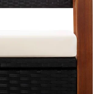 vidaXL Ławka ze schowkiem, 110 cm, rattan PE i drewno akacjowe, czarna - Ławki ogrodowe - miniaturka - grafika 6