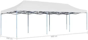 vidaXL Składany namiot imprezowy, 3 x 9 m, biały - Pawilony ogrodowe - miniaturka - grafika 10