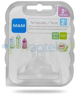 Mam Baby smoczek na butelkę 2+ średni przepływ BLOZ7-9049653 - Smoczki do butelek - miniaturka - grafika 2