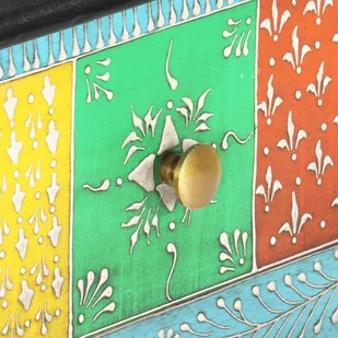 vidaXL Ręcznie malowana konsola, 80x35x75 cm, lite drewno mango - Stoły - miniaturka - grafika 11