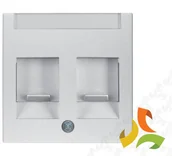 Klawisze i ramki - Hager BERKER B.KWADRAT Płytka czołowa do gniazda multimedialnego 2 podwójnego z zasuwami z polem opisowym aluminium mat lakierowany 11811404 11811404/HAG - miniaturka - grafika 1