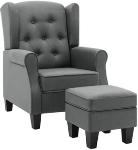 vidaXL Fotel z podnóżkiem, jasnoszary, tapicerowany tkaniną - Fotele - miniaturka - grafika 2