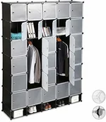 Wieszaki i stojaki - Relaxdays XXL szafa na ubrania, system wtykowy, 25 przegródek, drążki na ubrania, szafa do sypialni wys. x szer. 234 x 180 cm, różne kolory - miniaturka - grafika 1