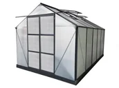 Szklarnie ogrodowe - Vente-Unique Szklarnia ogrodowa z poliwęglanu o pow. 9  m COROLLE II z podstawą - Antracytowa - - miniaturka - grafika 1