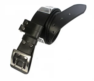 PolskaGalanteria.pl Pasek Męski Skórzany Oficer PolskaGalanteria Skóra Licowa CZARNY SZYTY CIENKĄ CZARNĄ NITKĄ 100 cm / 120 cm - Paski - miniaturka - grafika 3