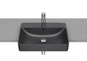 Umywalki - Roca A32753S640 INSPIRA SQUARE Umywalka półblatowa 550x420 FINECERAMIC ONYX - miniaturka - grafika 1