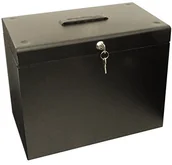 Pojemniki biurowe - Cathedral Pojemnik na teczki wiszące (z metalu, A4) czarny A4BK - miniaturka - grafika 1