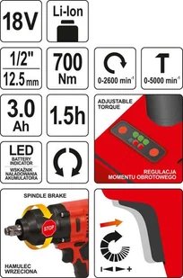 YATO 18V KLUCZ BEZSZCZOTKOWY 1/2 700NM YT-82806 - Klucze udarowe YATO 18V KLUCZ BEZSZCZOTKOWY 1/2 700NM YT-82806 - Klucze udarowe - miniaturka - grafika 8