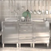 Szafki kuchenne - shumee shumee Szafki gastronomiczne 3 szt. stal nierdzewna - miniaturka - grafika 1