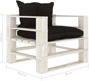 vidaXL Ogrodowe siedzisko z palet z czarnymi poduszkami, drewniane - Ławki ogrodowe - miniaturka - grafika 6