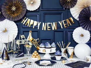 PartyDeco Baner "Happy New Year", zloty, 90 cm GRL46-019M - Sylwester - miniaturka - grafika 7