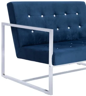vidaXL vidaXL 2-osobowa sofa z podłokietnikami, niebieska, chrom i aksamit - Sofy i kanapy - miniaturka - grafika 5