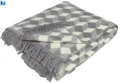 Koce - Koc 150/200 cm - KOSTKA ( biały / szary ) - miniaturka - grafika 1
