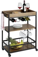 Wózki kuchenne - Wenko Wózek kuchenny RUSTICO trójpoziomowy regał na kółkach z uchwytami na butelki i kieliszki 80 x 89,5 x 40 cm  B07D42PLDR - miniaturka - grafika 1