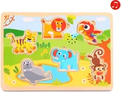 Puzzle - Tooky Toy TOOKY TOY Drewniane Puzzle Dźwiękowe Zwierzęta Do Dopasowania TL065 - miniaturka - grafika 1