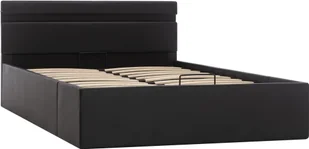 vidaXL Rama łóżka z podnośnikiem i LED, czarna, ekoskóra, 120 x 200 cm - Łóżka - miniaturka - grafika 4