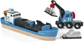 Samochody i pojazdy dla dzieci - Brio Kontenerowiec z dźwigiem - miniaturka - grafika 1
