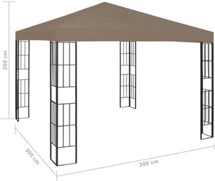vidaXL Altana ze sznurem lampek, 3x3 m, kolor taupe! 3070324 - Altany ogrodowe - miniaturka - grafika 10