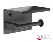Stojaki i wieszaki na papier toaletowy - Gedy Uchwyt na papier toaletowy 144x96x99 mm z półką, czarny mat SH/283914 - miniaturka - grafika 1