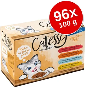 Catessy Megapakiet Saszetki, 96 x 100 g - Kawałeczki w sosie, 4 różne smaki - Mokra karma dla kotów - miniaturka - grafika 2