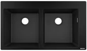 Zlewozmywaki - Hansgrohe S51 Zlewozmywak granitowy dwukomorowy 88x51 cm grafitowa czerń 43316170 - miniaturka - grafika 1