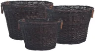 Akcesoria kominkowe - vidaXL 3-cz. zestaw koszyky na drewno, sztaplowane, czerwona wiklina vidaXL - miniaturka - grafika 1