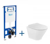 Stelaże i zestawy podtynkowe do WC - Roca A893104480 ZESTAW DUPLO ONE + GAP ROUND COMPACTO RIMLESS Z DESKĄ SLIM - miniaturka - grafika 1