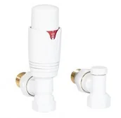 Zawory i kraniki - WARMTEC Zestaw zaworów kątowych termostatycznych do grzejnika Warmtec biały - miniaturka - grafika 1