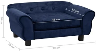 Sofa dla psa, niebieska, 72x45x30 cm, pluszowa - Legowiska dla psów - miniaturka - grafika 10