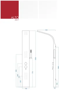 Corsan Panel prysznicowy Alto A017 gwiezdna szarość z oświetleniem LED A-017M ALTO LED SREBRNY - Panele prysznicowe - miniaturka - grafika 2