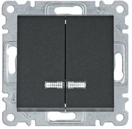 Wyłączniki światła i elektryczne - Hager LUMINA ŁĄCZNIK UNIWERSALNY/SCHODOWY Z PODŚWIETLENIEM CZARNY WL0243 - miniaturka - grafika 1