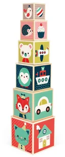 Janod Piramida wieża drewniana Baby Forest, - Klocki - miniaturka - grafika 2
