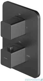 Omnires Parma zestaw podtynkowy natryskowy z termostatem grafit SYSPM11GR | - Baterie umywalkowe - miniaturka - grafika 3