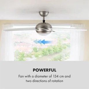 Klarstein Bolero, wentylator sufitowy typu 2 w 1, 134 cm, lampa 55 W, pilot zdalnego sterowania, biały VTS6-Bolero W - Wentylatory sufitowe - miniaturka - grafika 5