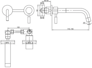 Kohlman Roxin Black bateria umywalkowa 2-otworowa podtynkowa czarny półmat QW180RB | - Baterie podtynkowe - miniaturka - grafika 2