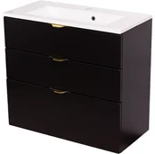 Szafki łazienkowe - Czarna szafka łazienkowa z umywalką 80/3 cm Victa VIC-C-U80/39/3 + KIDDY80 - miniaturka - grafika 1