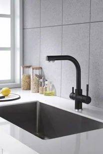 Blue Water Bluewater Alabama 44 czarny metalic. Bateria dwuobwodowa (woda zimna, gorąca i filtrowana). Kran trójdrożny - Baterie kuchenne - miniaturka - grafika 2