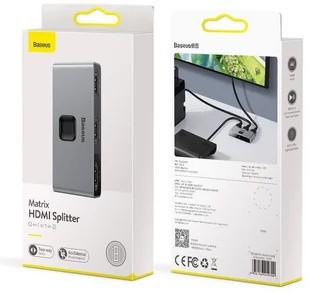 Baseus Splitter Matrix HDMI 2x HDMI 4K 30 Hz szary CAHUB-BC0G CAHUB-BC0G - Rozgałęźniki - miniaturka - grafika 17