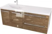 Szafki łazienkowe - Furni Szafka z umywalką 120 D 2SZ L ATH CT - drewno połysk - Uchwyt Chrom Połysk ATHCT UM 120 D 2SZ L UCH - miniaturka - grafika 1