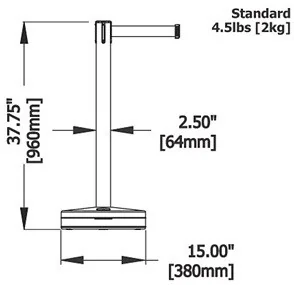 Tensator Pachołek/słupek plastikowy Outdoor z rozwijaną taśmą ostrzegawczą. (Taśma 3,65m) - Pachołki i taśmy ostrzegawcze - miniaturka - grafika 3