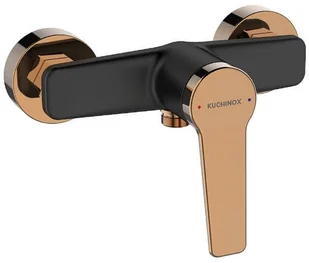 Kuchinox Bateria natryskowa ścienna bez zestawu natryskowego czarna/różowe złoto ALANIS BQI 840D - Baterie wannowe i prysznicowe - miniaturka - grafika 2