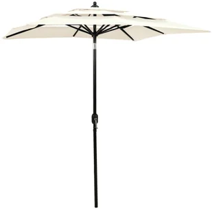 vidaXL 3-poziomowy parasol na aluminiowym słupku, piaskowy, 2x2 m 313844 - Parasole ogrodowe - miniaturka - grafika 2