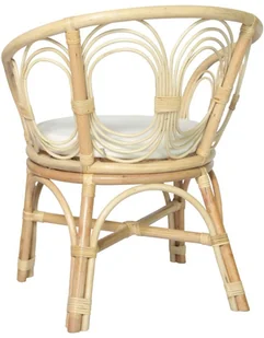vidaXL Lumarko Krzesło stołowe z poduszką, naturalny rattan i len 325475 - Krzesła - miniaturka - grafika 3