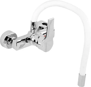 FALA BATERIA ZLEWOZMYWAKOWA ŚCIENNA Z ELASTYCZNĄ WYLEWKĄ FLEXIBLE WHITE 75671 - Baterie kuchenne - miniaturka - grafika 2