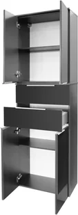 Fackelmann Szafka łazienkowa antracytowa, 4-drzwiowa z korpusem z dwóch części Kara 80921 - Szafki łazienkowe - miniaturka - grafika 3