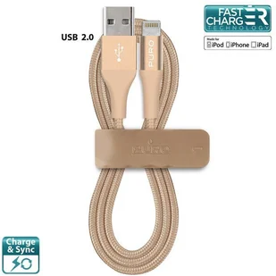 PURO Kabel MFi z Lightning + klips + Aluminum Connector 1m Gold CAPLTFABRIC2GOLD - Kable USB - miniaturka - grafika 4