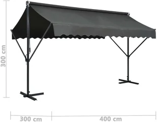 vidaXL Zadaszenie wolnostojące, 400x300 cm, antracytowe vidaXL - Pawilony ogrodowe - miniaturka - grafika 8