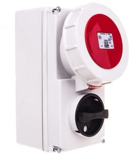 PCE Gniazdo stałe z wyłącznikiem 0-1 małe 16A 5P 400V IP67 /blokada mechaniczna/ 61152-6 61152-6 - Gniazdka elektryczne - miniaturka - grafika 2