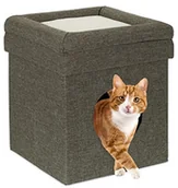 Drapaki dla kotów - Relaxdays Relaxdays Huśtawka dla kotów i małych psów, 2 poziomy, wys. x szer. x gł.: 44 x 38 x 38 cm, szara 10038512 - miniaturka - grafika 1